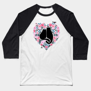 I Heart Cats and Flowers Baseball T-Shirt